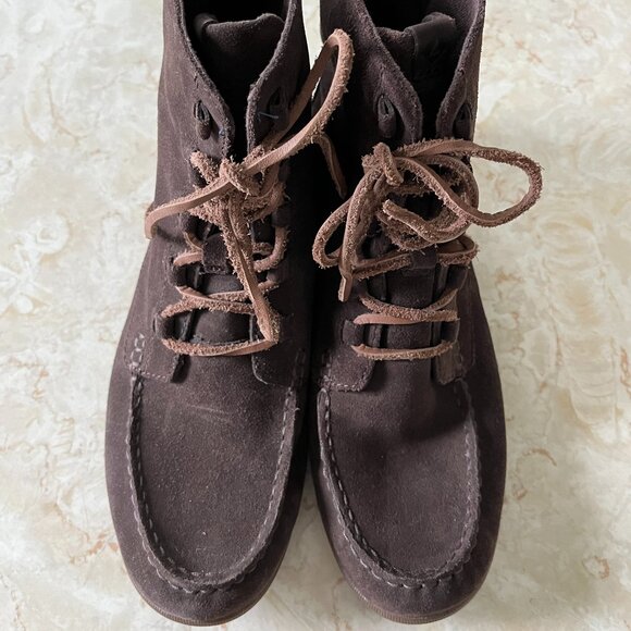 Sperry Sz 8.5 Wmns Coil Hook Dark Brown Suede Moccasin Boot - Picture 3 of 13